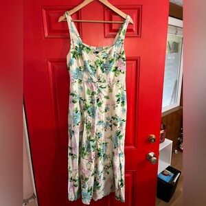 Old Navy Linen Floral Midi Dress Size Medium